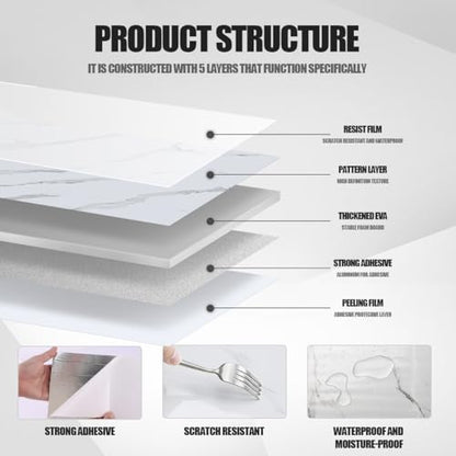 Chejiaye 22pcs Marble Peel and Stick Backsplash Waterproof Washroom Wall Panels, Peel and Stick Tile, PVC Foam Wall Panels for Kitchen,Bathroom,Living Room,White and Grey(Not Real Tile,11.8" x 11.8") - color: White Grey2, size: 11.8" x 11.8" x 22Pack