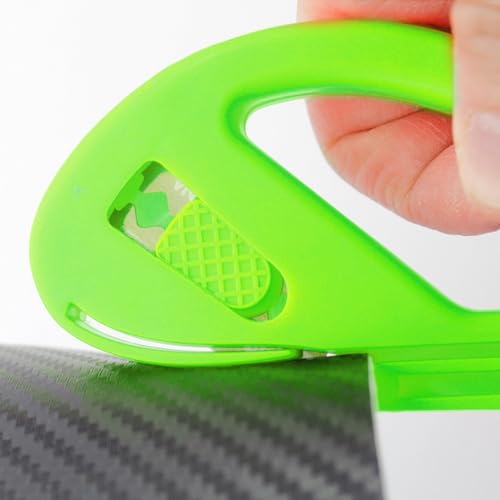 2PCS Wrapping Paper Cutter, Snitty Safety Vinyl Film Cutting Tool with Blade, Carbon Fiber Utility Knife, Craft Knife, Suitable for Window Tint Car Wrap, Craft Making - color: Green