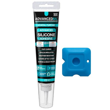 Black Silicone Sealant & Caulk Tube with Finishing Tool – Weatherproof, Flexible, Strong Adhesion for Bathroom, Roof, Window, and Automotive Sealing - color: JET BLACK