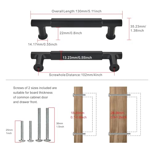 SAILING 10 Pack Cabinet Pulls-4 Inch/102mm Kitchen Cabinet Handles Matte Black Cabinet Pulls for Bathroom Dresser Pulls Hardware Cabinet Handles SA10185 - color: Matte Black, size: 4"(102mm)Hole Center-10Pcs