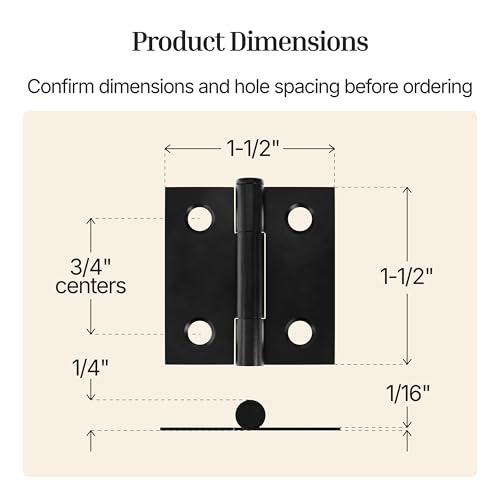 Oil Rubbed Bronze Butt Hinges with Removable Pin - 1-1/2" x 1-1/2" - Pack of 2 - Cabinet Door Hinges - UA-266-HOB (1) - color: Oil Rubbed Bronze
