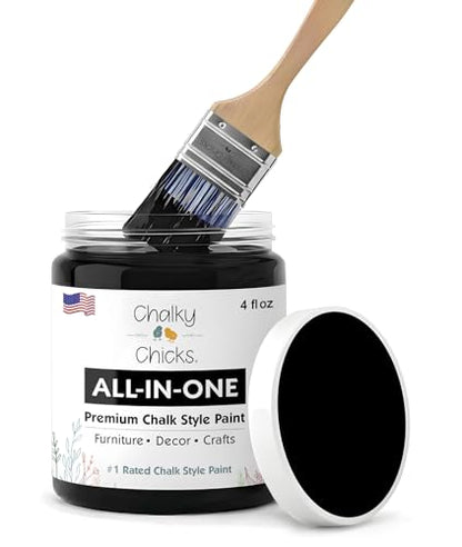 Chalky Chicks Starless Night 4 Fl Oz Chalk Paint for Furniture All in One - color: Starless Night (Black), size: 4 Fl Oz (Pack of 1)