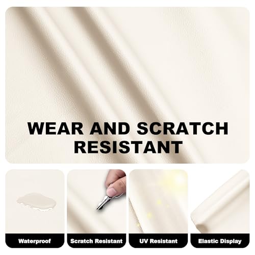 Faux Leather, Marine Vinyl PVC Leather for DIY Upholstery, Sofa Car Boat Seat Repair, Waterproof & Easy to Clean, White (1 FT 55x12 Inch) - color: White, size: 1Ft (55x12inch)