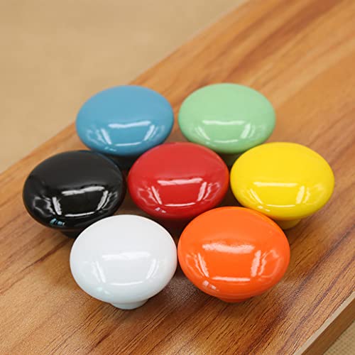 1.5" Large Mushroom Shape Glossy Ceramic Cabinet Knobs, 10Pcs Round Shape Cute Ceramic Drawer Knobs Kids Child Pulls Handles for Dressers Cupboard Wardrobe Dia. 1.5inch (Blue, Dia. 1.5") - color: Blue