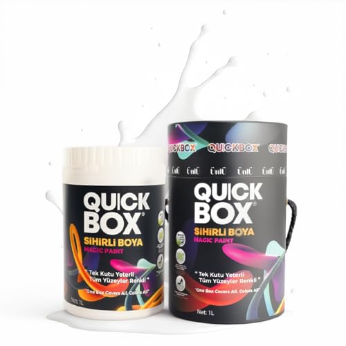 QUICKBOX® Cabinet Paint for Kitchen Cabinets & Furniture, Paint and Primer in One, No Sanding Required, Water-Based, Silk Matte Finish, Low VOC, 33.8 Fl Oz (1 Liter) (Pure White) - color: Pure White