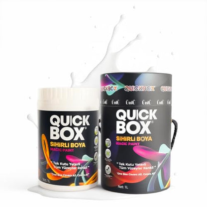QUICKBOX® Cabinet Paint for Kitchen Cabinets & Furniture, Paint and Primer in One, No Sanding Required, Water-Based, Silk Matte Finish, Low VOC, 33.8 Fl Oz (1 Liter) (Pure White) - color: Pure White