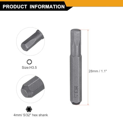 HARFINGTON 3pcs H3.5 Hex Screwdriver Bit 5/32" Hex Shank 28mm Length - size: H3.5