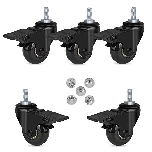 Hirate 2 inch Lockable Caster with 5/16"-18UNC Threaded Stem Swivel Wheels - size: 2"