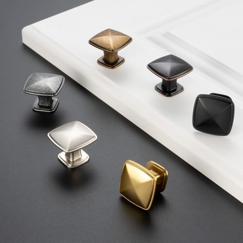 Brushed Nickel Cabinet Knobs Square Cabinet Pulls 10 Pack 1990 - color: Brushed Nickel, size: 1-1/4 Inches, style: 10 Pack Square Knob
