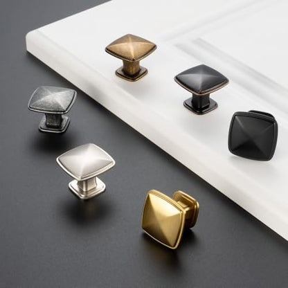 Brushed Nickel Cabinet Knobs Square Cabinet Pulls 10 Pack 1990 - color: Brushed Nickel, size: 1-1/4 Inches, style: 10 Pack Square Knob