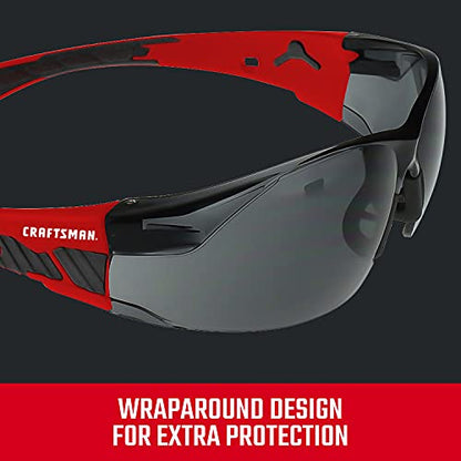 Craftsman 200, Safety Glass, Comfort Fit – Smoke, Red Frame - color: Smoke