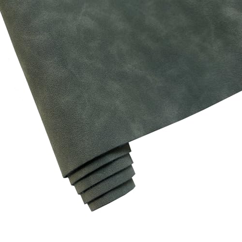 16" x 54" Faux Suede PU Leather Fabric for Crafts, Vintage Vegan Leatherette Fabric for Home Upholstery Handbags Purse DIY Repair Projects-Dark Green - color: Dark Green