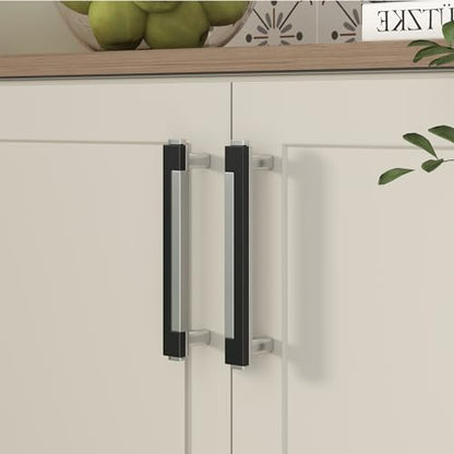 Rergy 25 Pack 3-3/4 Inch Black and Brushed Nickel Cabinet Pulls - color: Black&Brushed Nickel, size: 3-3/4 Inch Hole Center