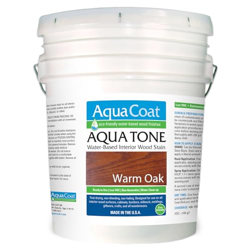 Aqua Tone Water-Based Wood Stain (Warm Oak, 5 Gallon) - color: Warm Oak, size: 5 Gallon