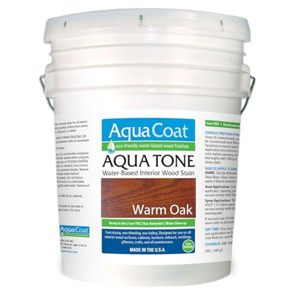Aqua Tone Water-Based Wood Stain (Warm Oak, 5 Gallon) - color: Warm Oak, size: 5 Gallon