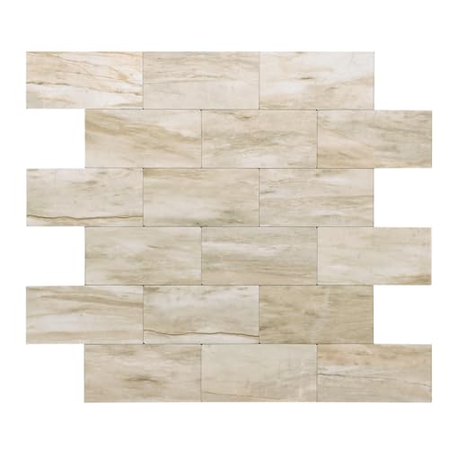 2026 New Upgrade Peel and Stick Backsplash Tile, Peel and Stick 11.34" X 11.57" Wall Tile for Kitchen, Bathroom, Fireplace, Laundry (Light Beige Stone, 10 Packs) - color: Light Beige Stone