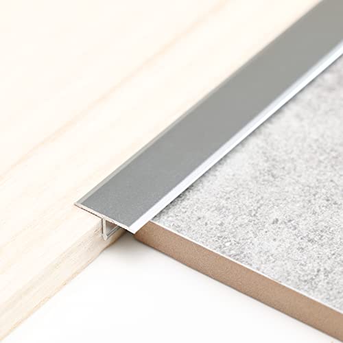 Trimold 3Pcs Aluminum T Molding Trim & Floor Transition Strips, Flat Divider Strip for Door Threshold and Joining Flooring Gaps of Laminate Planks Tile (2.9Ft x 0.8In, Matte Silver) - color: Matte Silver, size: 2.9ft x 0.8in
