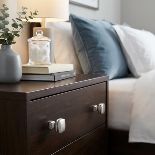 Alzassbg Brushed Satin Nickel Square Cabinet Knobs 10 Pack, AL0003SN - color: Brushed Satin Nickel, size: Single Hole Knobs