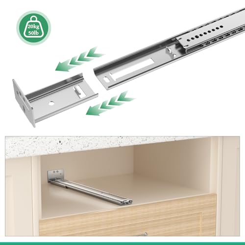 6 Pcs 12 Inch Center Mount Drawer Slides, Bottom Mount, Undermount, Heavy Duty Drawer Rails, 3/4 Extension Drawer Tracks for Dresser, Cabinet, Furniture - size: 12