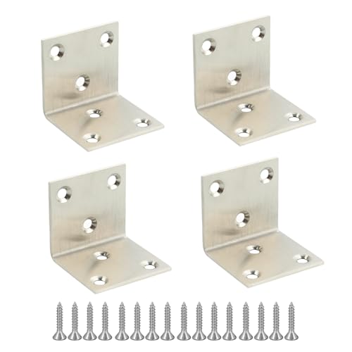 Alise 4Pcs Stainless Steel L Brackets Heavy Duty for Wood Furniture,Brushed - color: Brushed Nickel, size: 45x45MM