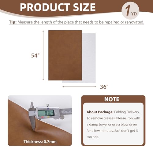 54" Marine Vinyl Upholstery Faux Leather Fabric by The Yard Waterproof - color: Brown, size: Pre-cut 1 Yard 54"x36"