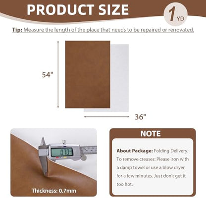 54" Marine Vinyl Upholstery Faux Leather Fabric by The Yard Waterproof - color: Brown, size: Pre-cut 1 Yard 54"x36"
