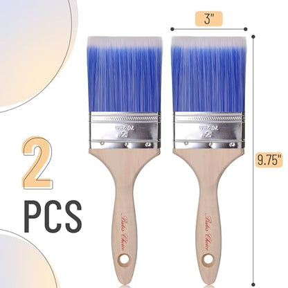 Bates 3-Inch Paint Brushes, 2 Pack - Treated Wood Handle, Stain & Furniture Brush, Painting Brush for Walls - color: Wood Handle, size: 2 Pack, 3"