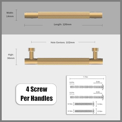 10 Pack Champagne Bronze Knurled Cabinet Pulls 4 Inch(102mm) Kitchen Cabinet Handles Cabinet Hardware Drawer Pulls - color: Champagne Bronze, size: 4" Hole Center
