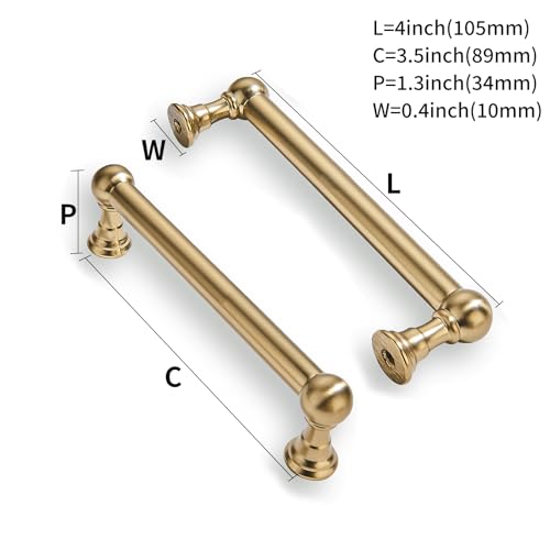 2 Pack Champagne Bronze Cabinet Pulls - Elegant Satin Brass Handle for Drawers and Cabinets, 3-1/2 Inch Hole Center, Modern Kitchen & Bathroom Hardware. - color: Champagne Bronze, size: 3-1/2 Inch hole center