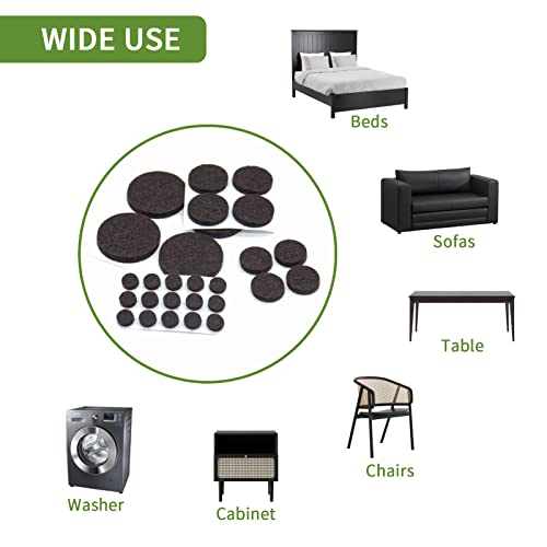 Felt Furniture Pads for Hardwood Floors 162 PCS, Round, Brown - size: 162PCS Value Pack Round Dark Brown
