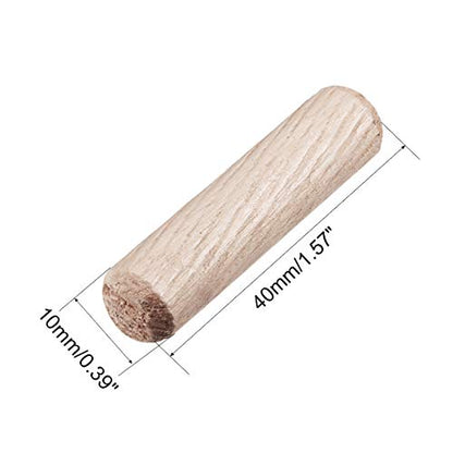 uxcell 0.39"x1.57"(10x40mm) Wooden Dowel Pin Wood Kiln Dried Fluted Beveled Hardwood 50pcs - size: 10x40mm