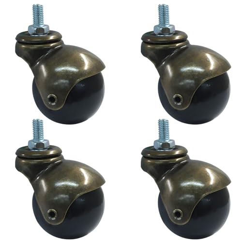 2 Inch Ball Caster Wheels, Set of 4 Threaded Stem Caster 360 Degree Rotatable Wheels for Furniture Chairs Cabinets, Bronze Tone - style: Bronze Tone
