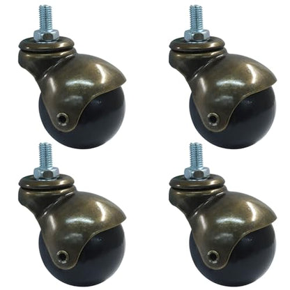 2 Inch Ball Caster Wheels, Set of 4 Threaded Stem Caster 360 Degree Rotatable Wheels for Furniture Chairs Cabinets, Bronze Tone - style: Bronze Tone