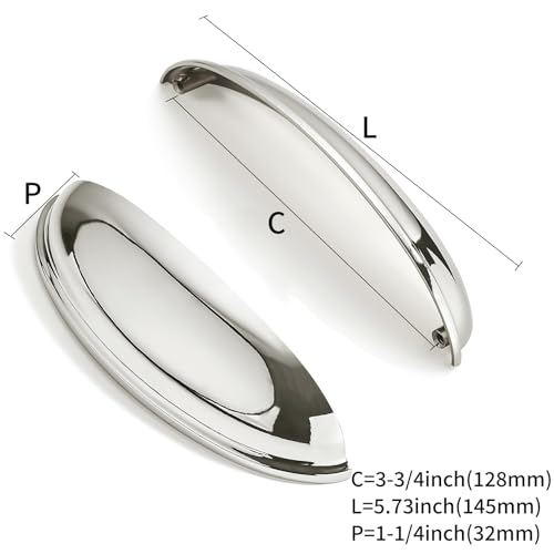 10 Pack 5" Drawer Pulls Polished Nickel Cabinet Cup Pulls Kitchen Hardware Cabinet Handles Drawer Handles Knobs 5 inch Hole Center - color: Polished Nickel, size: 5"(128mm) Hole Center
