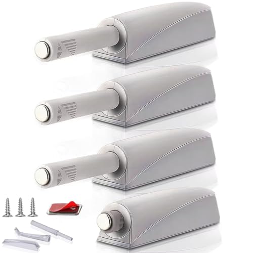 Push to Open Door Latch Cabinet Hardware CBRIVE 4 Pack Magnetic Push Latches & Lock for Hidden Door Heavy Duty Magnet Push Release Drawer Pull Tip on Closet Close Touch Locking Strong Pop Out, Grey - color: Gray, size: 4 Pack