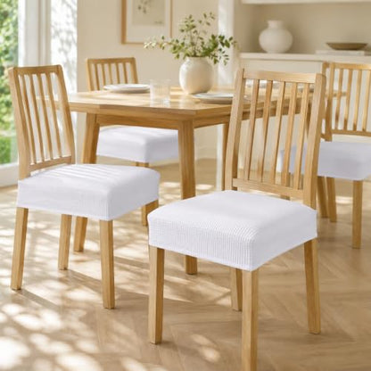 NILUOH Waterproof Seat Covers for Dining Room Chairs, 4 Pack, Rear Covers - color: Jacquard White, size: 4 Pcs-Regular