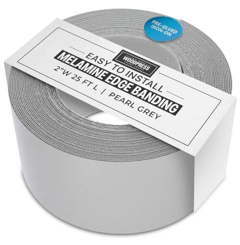 2" Grey Pearl Pre-Glued Melamine Edge Banding, 25 ft - size: Width: 2"