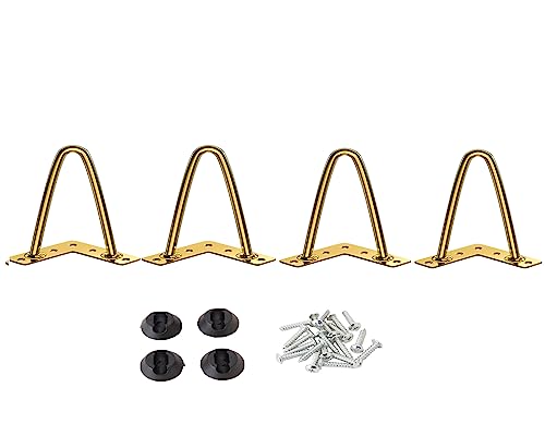 Osring 2 Inch Hairpin Legs 3/8" Dia 2 Rods, Gold Furniture Table Feet 4pcs - color: Gold, size: 2 Inch