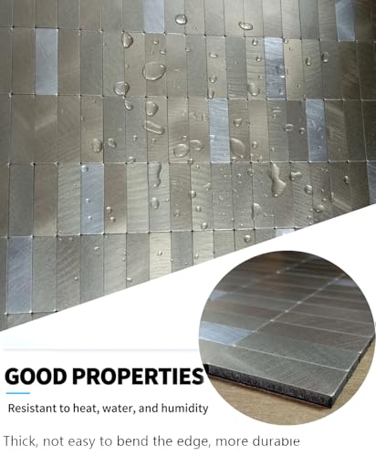 XUANINY Peel and Stick Tile Backsplash Self- Adhesive Wall Tiles Aluminum Mosaic Sticker for Kitchen (11.33"x11.92" Per Sheet, Pack of 8 pcs) (Frosted Champagne+Frosted Silver 8) - color: Frosted Champagne+Frosted Silver 8