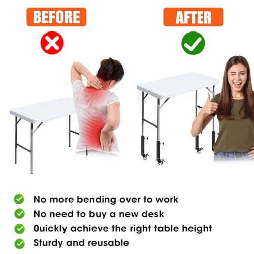 Table Leg Extender with Casters Adjustable 6.3"-7.9" Height 4 Pack