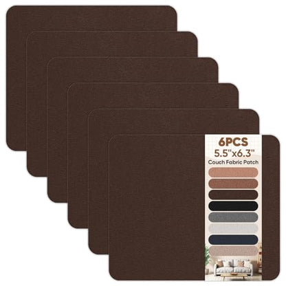 Couch Patch Repair Fabric,6-Piece Self-Adhesive Microfiber Patches,Quick Fix Sofa Chair Car Seat,Furniture,Upholstery Repair Kit. (Dark Brown) - color: Dark Brown, size: 5.5 x 6.3 inches
