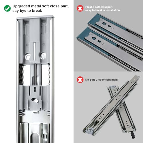 20 inch Drawer Slides 4 Pairs (8pcs) Soft Self Close Full Extension Ball Bearing Drawer Rails Side Mount Metal Dresser Runners for File Cabinet Trash Can Kitchen Wardrobe Glides 20" 100 LB Capacity - size: ‎20inch-500mm
