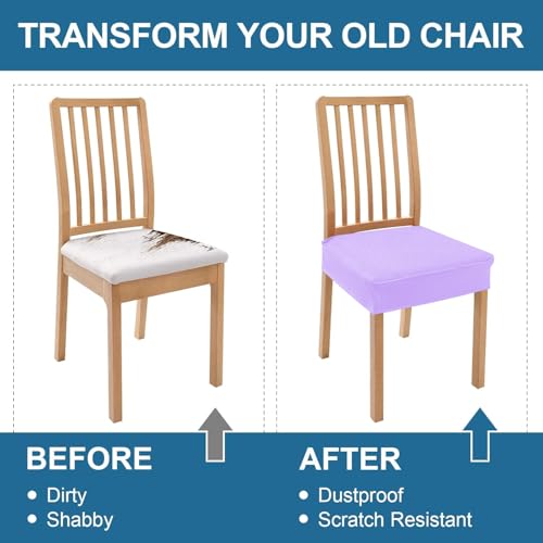Smiry Waterproof Seat Covers for Dining Room Chairs, Set of 2 - color: Lavender, size: Set of 2