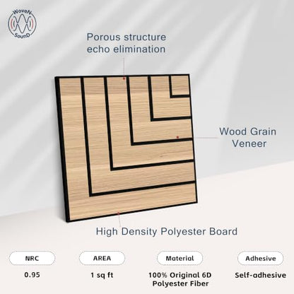 WoveN SounD Acoustic Wall Panels, Natural Oak, 16 Pack, 12x12 in - color: Enframe, Natural Oak, 16 Pack