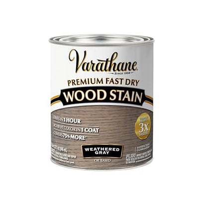 Varathane Premium Fast Dry Weathered Gray Wood Stain - color: Weathered Gray, size: 1 Quart (Pack of 1)