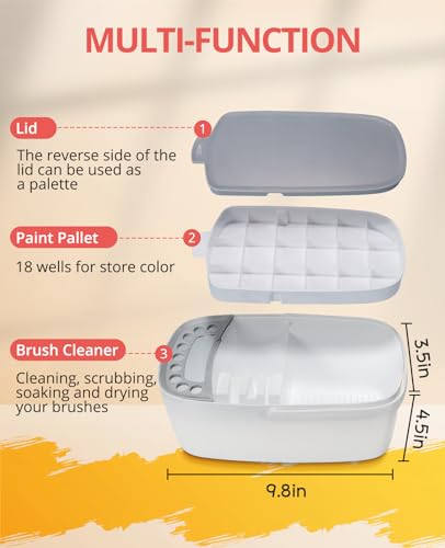GAMENOTE Paint Brush Cleaner, Paint Brush Holder and Palette, White - color: White