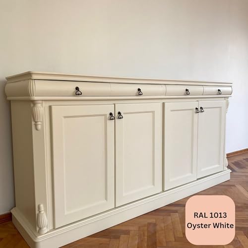 Aquacool Trend MAC All-in-One Furniture Paint – No Sanding No Primer, Chalk Paint for Cabinets, Wood, Tile & Countertops | Self-Leveling Matte | 16.9 fl oz, 53 sq ft| 1013 Oyster White - color: RAL 1013 Oyster White