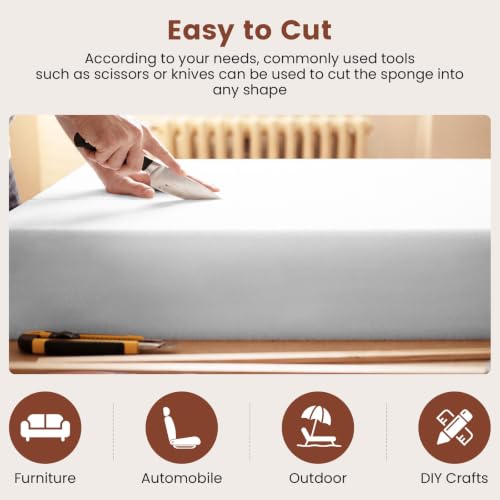 Upholstery Foam 6" x 24" x 72", 1PC High Density ﻿Foam Couch Padding - size: 6" x 24" x 72"