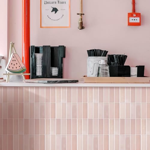 Alwayspon 12×12inch×10Pcs 2.5mm Thick Version Pink Marble Style 3D Vinyl Backsplash Tiles, Self-Adhesive Peel and Stick Wall Tile Stickers Stick on Subway Tiles for Kitchen Bathroom Wall - color: Pink
