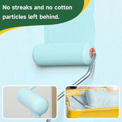 VOOMEY Mini Paint Roller Covers, 4 Inch High Density Foam Roller, 24 Pack - style: 4 inch 24 pack（white）